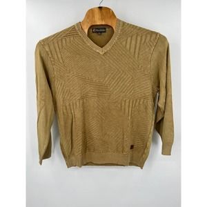 Lamborghini, Tonino Men's wheat gold v neck designer sweater Size XL